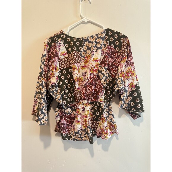 Andree By Unit Blouse Women’s S Dolman Sleeve Floral Patchwork Romantic - Picture 4 of 4